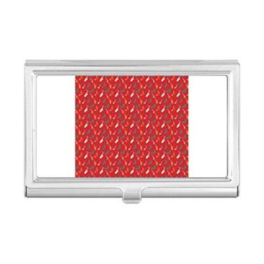 Imagem de Porta-cartões de visita com notas musicais para saxofone vermelho