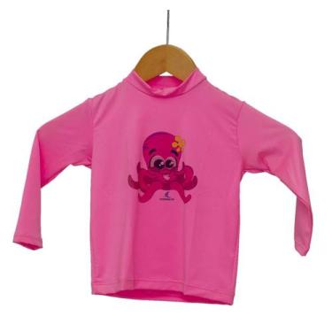 Imagem de Camiseta Com Proteção Uv+ Mar&Cia Infantil - Polvo Rosa - Mar & Cia
