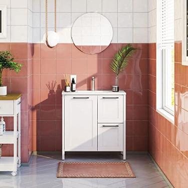 Imagem de Gabinete Armário Banheiro Ditália com Pia + Espelho Bn-01 cor:branco