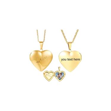 Imagem de corrente com Pingente em aço inox coração Relicário" LOVE"