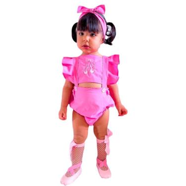 Imagem de Romper de Bebe Menina Com Laço de Cabelo Fantasia Bailarina
