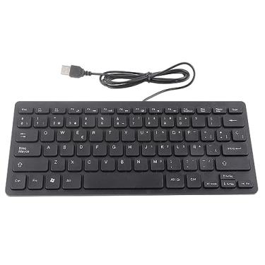 Imagem de Teclado Espanhol, Teclado Comercial Com Fio, Mini Teclado Espanhol Portátil Interface USB Para Computador Desktop Ultrafino 78 Teclas, Para Laptop, PC, Windows De Computador