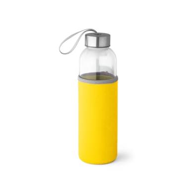 Imagem de Garrafa Squeeze De Vidro Com Luva Protetora Neopreme 520 Ml (Amarelo)