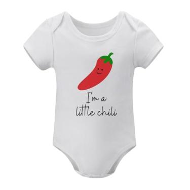 Imagem de SHUYINICE Macacão infantil engraçado para meninos e meninas macacão premium para recém-nascidos I'm A Little Chili Baby Onesie, Branco, 6-9 Months