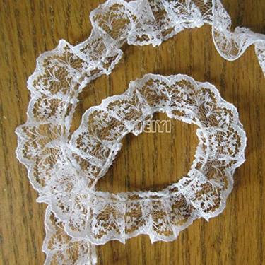 Imagem de 10 metros de borda de renda de organza plissada, fita de acabamento de malha reunida, 2 cm de largura, estilo vintage, acabamento de borda branca, aplique de tecido, bordado, costura, artesanato, casamento, vestido de noiva, enfeite DIY