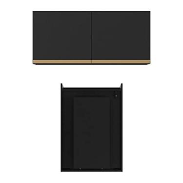 Imagem de Conjunto Lavanderia Multiuso Armário e Mesa Dobrável Multimóveis Mp5018 Preto