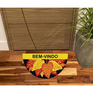 Imagem de Capacho Personalizado Bem Vindo Com Flore e Plantas