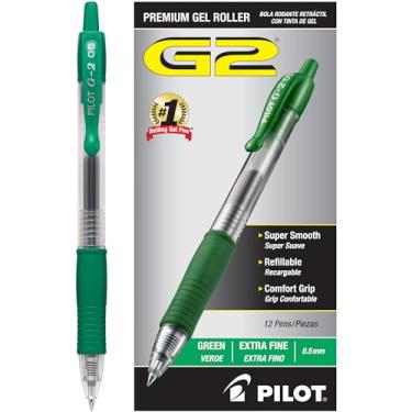 Imagem de Pilot, Canetas rolo de gel premium G2, ponta extrafina, 0,5 mm, pacote com 12, verde