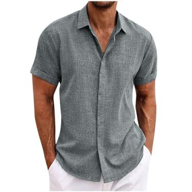 Imagem de Cardigã masculino básico caimento solto camiseta longa manga curta gola alta linho outono inverno 2024, S-739 Cinza, 3G