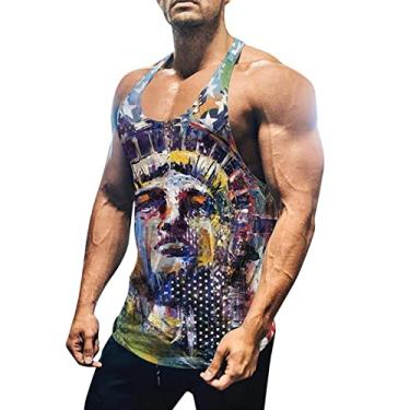 Imagem de Coletes para homens outono verão sem mangas color block gráfico tie dye camiseta regata masculina 2024 modelagem regular, O-597 multicolorido, G
