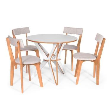 Imagem de Conjunto De Mesa De Jantar Italia Com 4 Cadeiras Estofadas Vime
