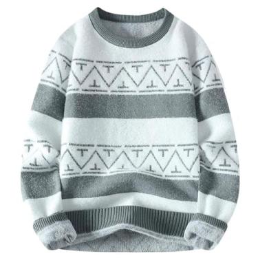 Imagem de MQMYJSP Suéteres masculinos pulôveres outono letra lã suéter masculino manga longa moda urbana roupas masculinas suéter tricotado, En8, X-Large