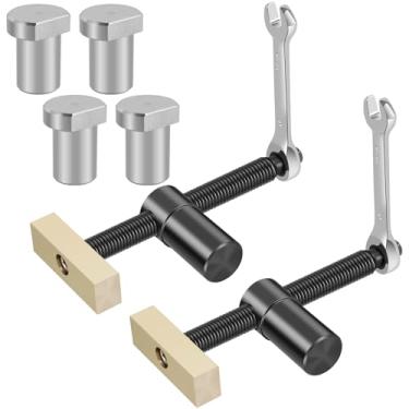 Imagem de Braçadeira de bancada de 2 peças Braçadeiras de madeira resistentes de 20 mm definidas com 2 chaves de catraca Braçadeira de mesa durável Braçadeira de bancada de trabalho para bancada de carpinteiro