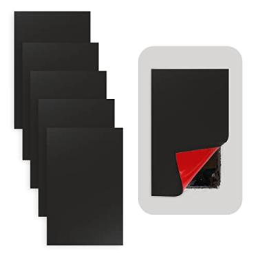 Imagem de Rubber Bond Placa de borracha autoadesiva para tomada de parede, pacote com 5 – fácil de aplicar, adesivo para furo de drywall – Tampa de placa de parede branca sem parafusos 12,7 x 7,6 cm – Tampa de furo de parede de borracha premium – Preta