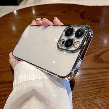 Imagem de Capa de telefone transparente para iphone 15 14 11 12 13 14 pro max mini xs x plus chapeamento capa protetora de silicone, cor prata, para iphone xs x