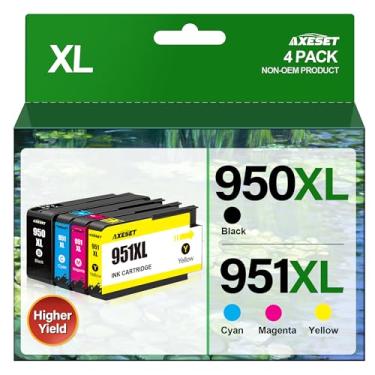 Imagem de AXESET Pacote de substituição de cartuchos de tinta compatíveis 950XL 951XL para HP OfficeJet Pro 8600 8610 8620 8100 8630 8660 8640 8615 76DW 251DW, preto, ciano, magenta, amarelo, pacote com 4