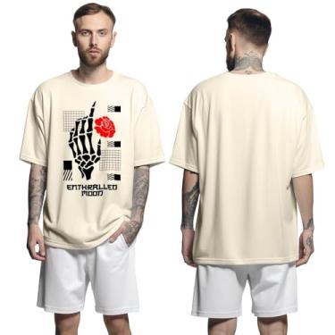 Imagem de Camisa Camiseta Oversized Streetwear Genuine Grit Masculina Larga 100% Algodão 30.1 Enthrallen Moon - Bege - P