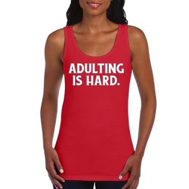 Imagem de Camiseta regata feminina Adulting is Hard Funny Adult Life Do Not recommend Humor Parenting Responsibility 18th Birthday, Vermelho, XXG
