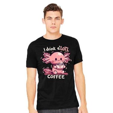 Imagem de TeeFury - I Drink Alotl Coffee - Camiseta masculina animal, Turquesa, XXG