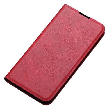 Imagem de POYUFRG Capa flip vermelha, 70 Ultra, para Huawei Pura 70 Ultra/70 Pro/70 Pro+/70, capa premium de couro fino com compartimento para cartão, capa protetora de corpo inteiro