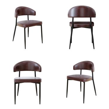 Imagem de Cadeira Bless Fixa com 4 Pés 55 X 52,5 X 77,5 Cm com 4 Unidades Café/Preto