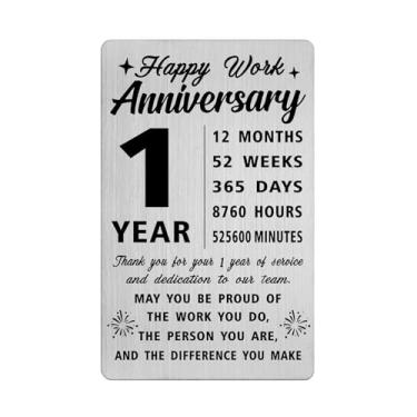 Imagem de Richesele Presentes de trabalho de 1 ano - Cartão de feliz aniversário de 1º trabalho para funcionário, colega de trabalho - Presente de agradecimento por 1 ano de serviço