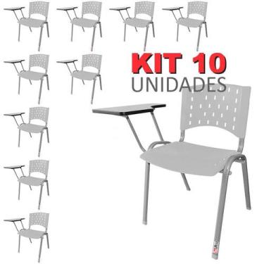 Imagem de Cadeira Universitária Plástica Branca 10 Unidades Base Prata - ULTRA M