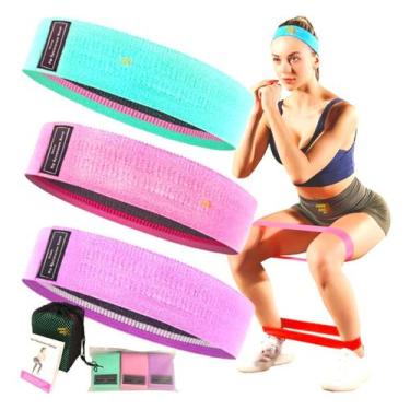 Imagem de Kit 3 Elasticos de Exercícios Treino Hip Resistance Bands Academia Fai