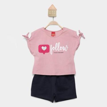Imagem de Conjunto Curto Infantil Kyly Estampado Menina, Rosa, 8A