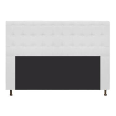 Imagem de Cabeceira Estofada Dama Capitonê 160 cm para Cama Box Queen Suede Branco para Quarto - AM Decor