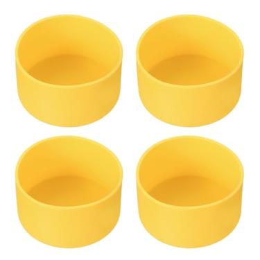 Imagem de PATIKIL Bota de silicone para copo, 4 peças, protetor de manga inferior, capa protetora antiderrapante para garrafa de água, carro, copo de viagem, amarelo