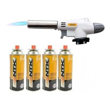 Imagem de Kit Maçarico Portátil Culinário Acendimento Automático Controle de Cha