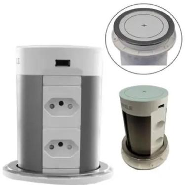 Imagem de Torre De Tomadas Retrátil Com Indução E Usb Hafele - Branco -822.91.14