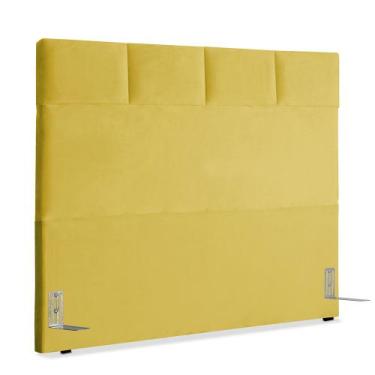 Imagem de Cabeceira de Cama Box Viúva 128 cm Marjorie Inspire House Suede Veludo