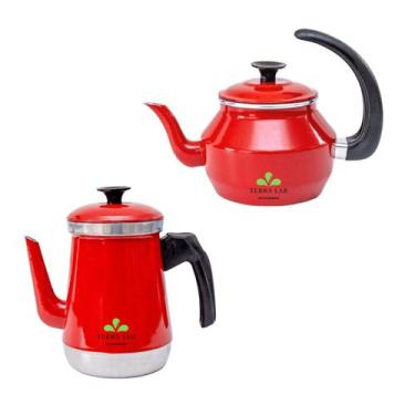 Imagem de Kit Bule Chaleira Com Infusor Cha Cafe Leite Em Alumínio - TERRA LAR, 