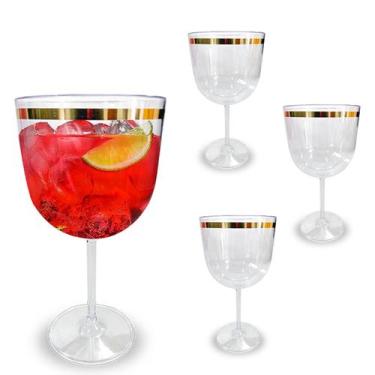 Imagem de 4 Unid Taça Borda Dourada Vinho Água Licor Gin 600ml - LSC