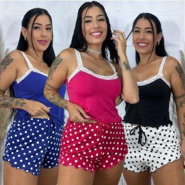 Imagem de Kit 3 Pijama de Dormir Feminino Conforto Fresquinho Baby Doll  BD001 -