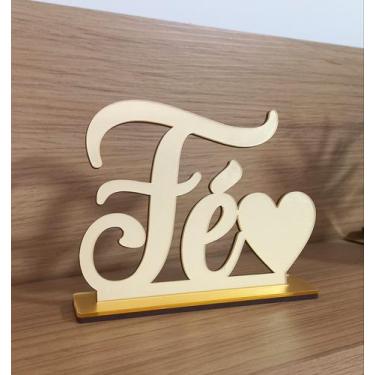 Imagem de Palavra Decorativa Fé em Acrílico e Mdf decoração Casa  - BEGALLI DECO