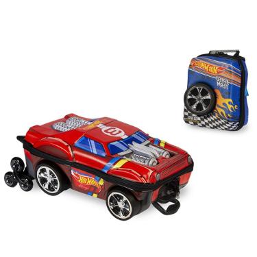 Imagem de Mochila Carro Hot Wheels Vermelho Night Com Lancheira 3D