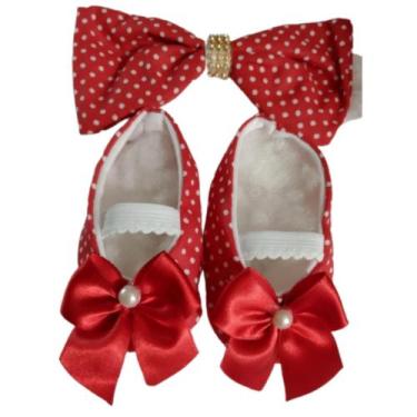 Imagem de Sapatinho + faixa tiara bebê menina - Duda Baby Shop, Vermelho