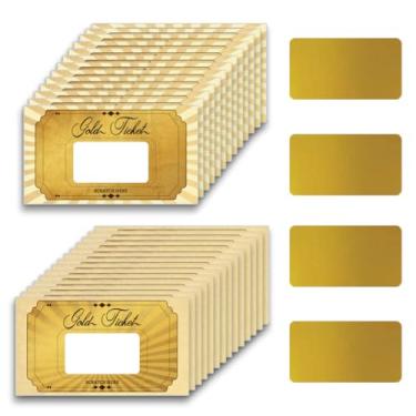 Imagem de PLIGREAT 120 peças de cartões de raspar de bilhetes dourados, vales de presente em branco, raspadinhas, bilhetes de raspadinha, cartão de cupom faça você mesmo para pequenas empresas, férias