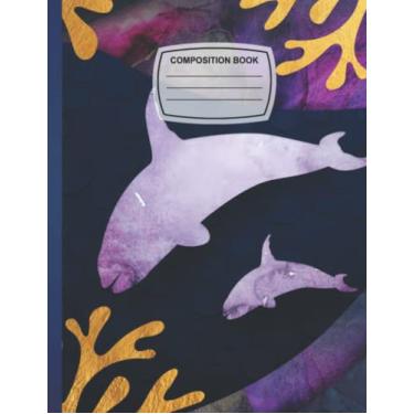 Imagem de Composition Notebook: Gold Water Killer whale Wide Ruled Lined Paper Notebook Journa for Girls Kids Teens Students for Back to School and Home College Writing Notes.
