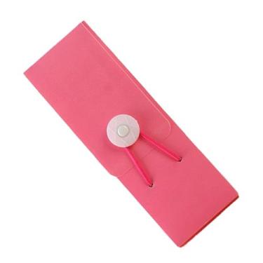 Imagem de Estojo de Lápis de Plástico Smile Face Com Faixa Elástica, Design de Fivela de Torre, Estojo de Papelaria Criativo para Escola, Cor Rosa