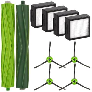 Imagem de (Pacote com 10) Kit de peças de reposição Combo j7 compatível com iRobot Roomba Combo j7, Combo j7+, Combo j9+, Combo 10 Max Robot Aspirador, escova de rolo de borracha dupla, 4 filtros HEPA, 4