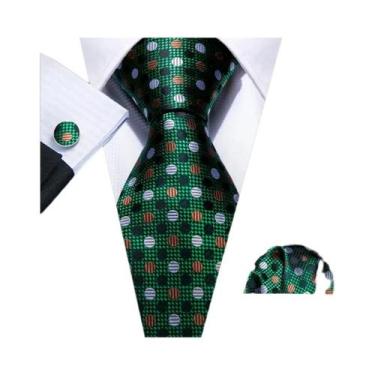 Imagem de Conjunto de Gravata e Abutões Masculinos - Verde Menta, Cerceta, Oliva