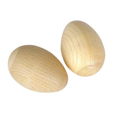 Imagem de Amagogo 2 Pces Ovo Musical Lixado, Ovo de Madeira Maracas, Instrumento de Abanadores de Mão, Abanadores de Ovo de Madeira para Meninos Meninas, L