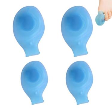Imagem de DeaHea Pacote com 4 protetores de gel protetor de gel estilo solto reutilizável capa de silicone macio para dedos grandes unhas dos pés pequenos calos bolhas martelo dedos dos pés alívio da dor nos