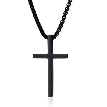 Imagem de Colar masculino com pingente de cruz Filipenses de aço inoxidável 4:13, joias religiosas