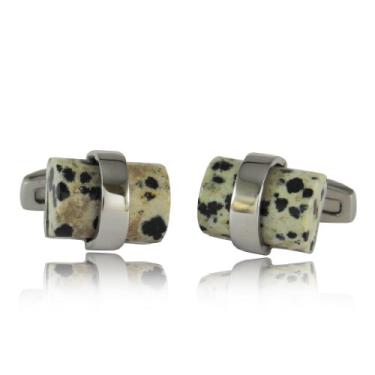 Imagem de Abotoaduras de Aço Inoxidável Manchadas de Pedra com Caixa de Apresentação Cuff-Daddy