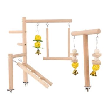Imagem de Ioensy Parrot playground jogar suporte subir escadas suprimentos pássaro jogar ginásio de madeira poleiro suporte para calopsita araras finch budgie